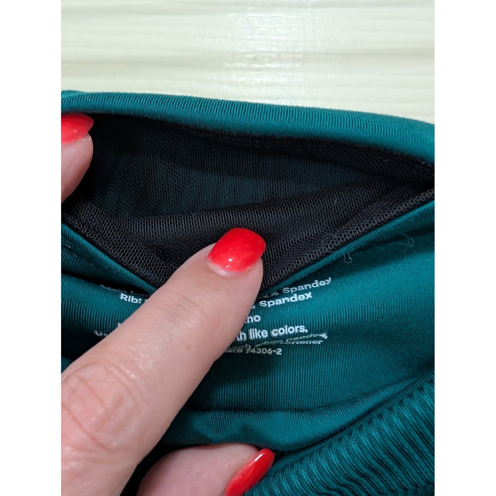 Xersion Womens Ankle Leggings Teal Green High Waist Ribbed Pockets Size 7/8 - Picture 4 of 9